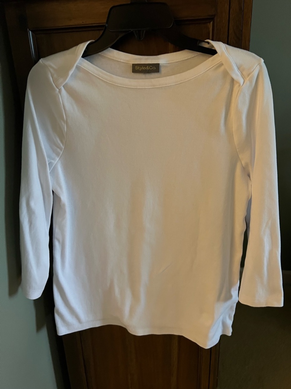 Style & Co. Cream Boatneck 3/4 Sleeve Knit Top